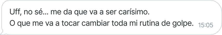 mensaje expresando dudas sobre el coste de productos sostenibles