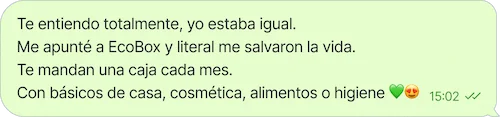 mensaje recomendando ECOBOX como caja de productos sostenibles y ecológicos